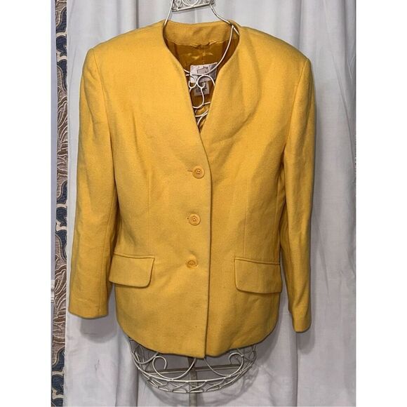RARE Vintage 80s Mondi Yellow 3 Button Blazer Vintage - Size 40/ large preowned - Picture 1 of 6